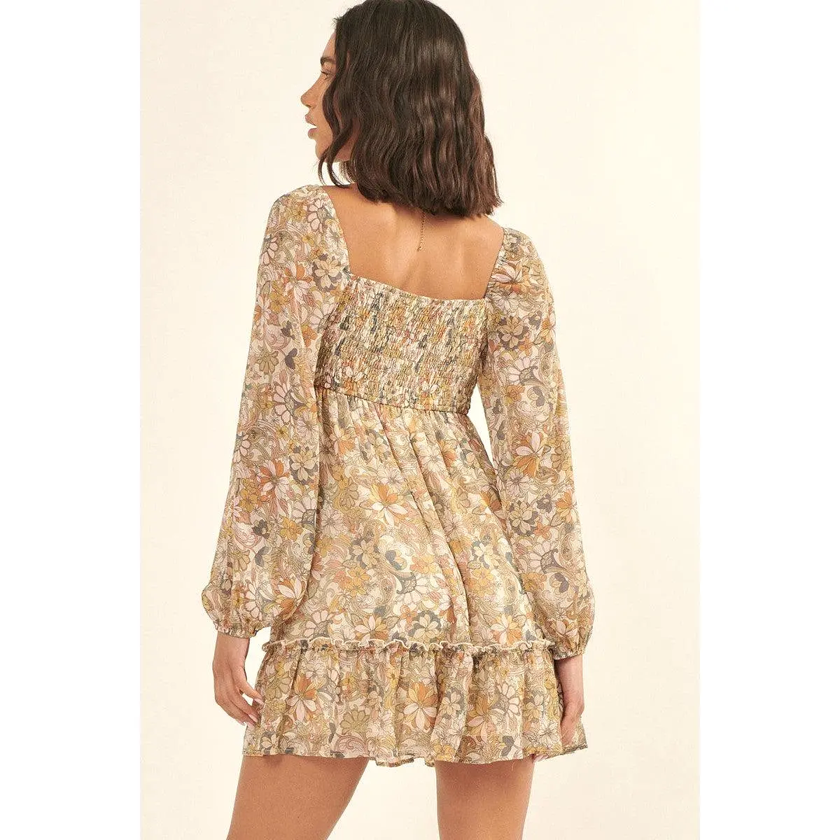 A Floral Print, Woven Mini Dress