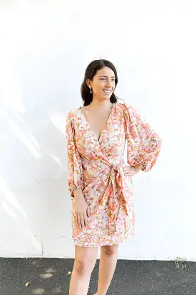 Alba Wrap Dress (Pink Floral)