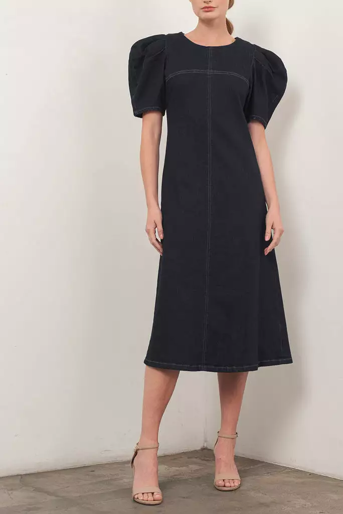 ALTER PUFF SLEEVE MIDI DRESS