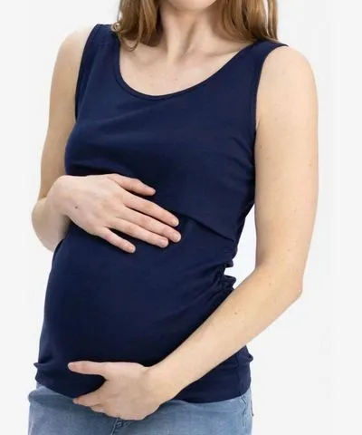 angel maternity Jersey Nursing Tank In Navy