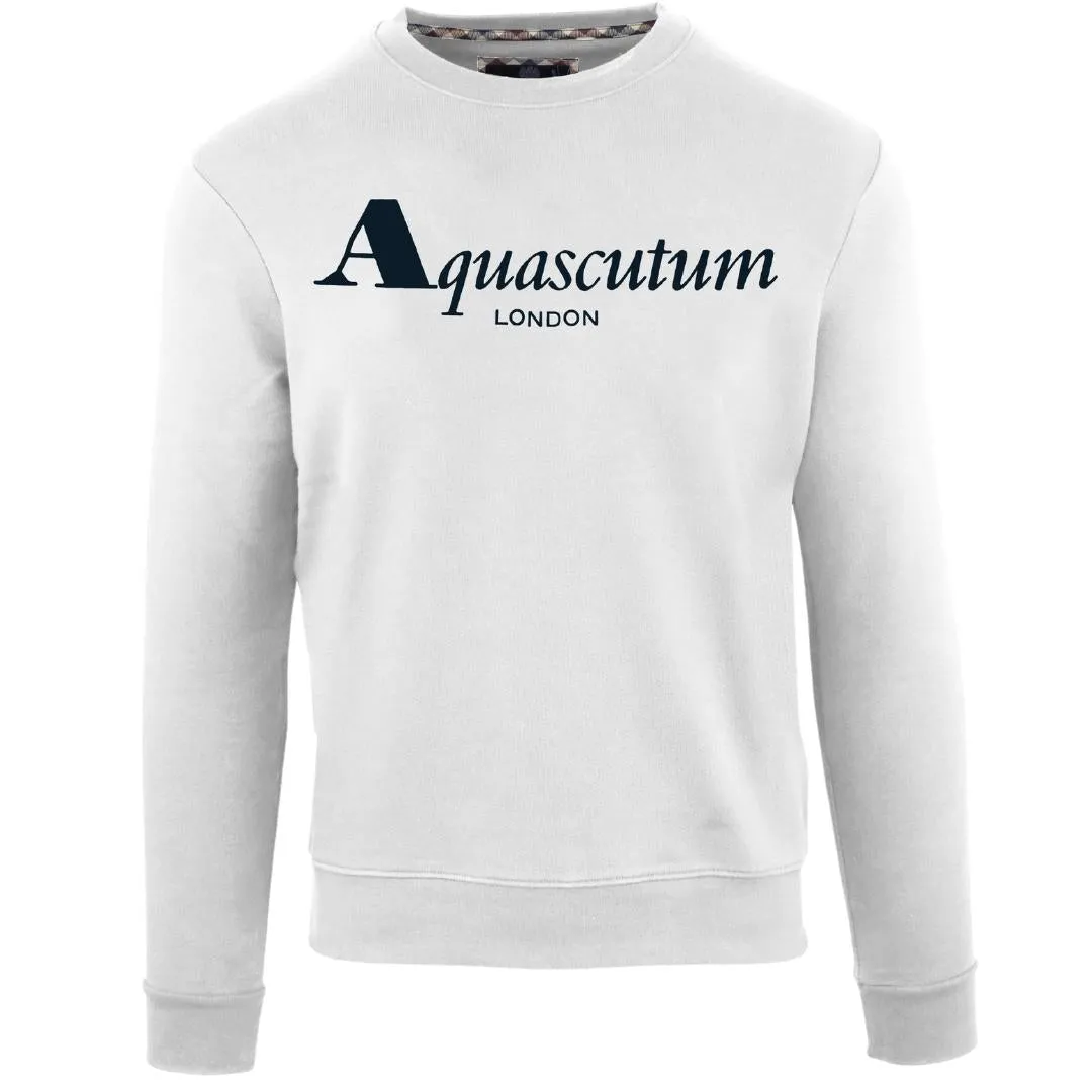 Aquascutum Bold London Logo White Sweatshirt