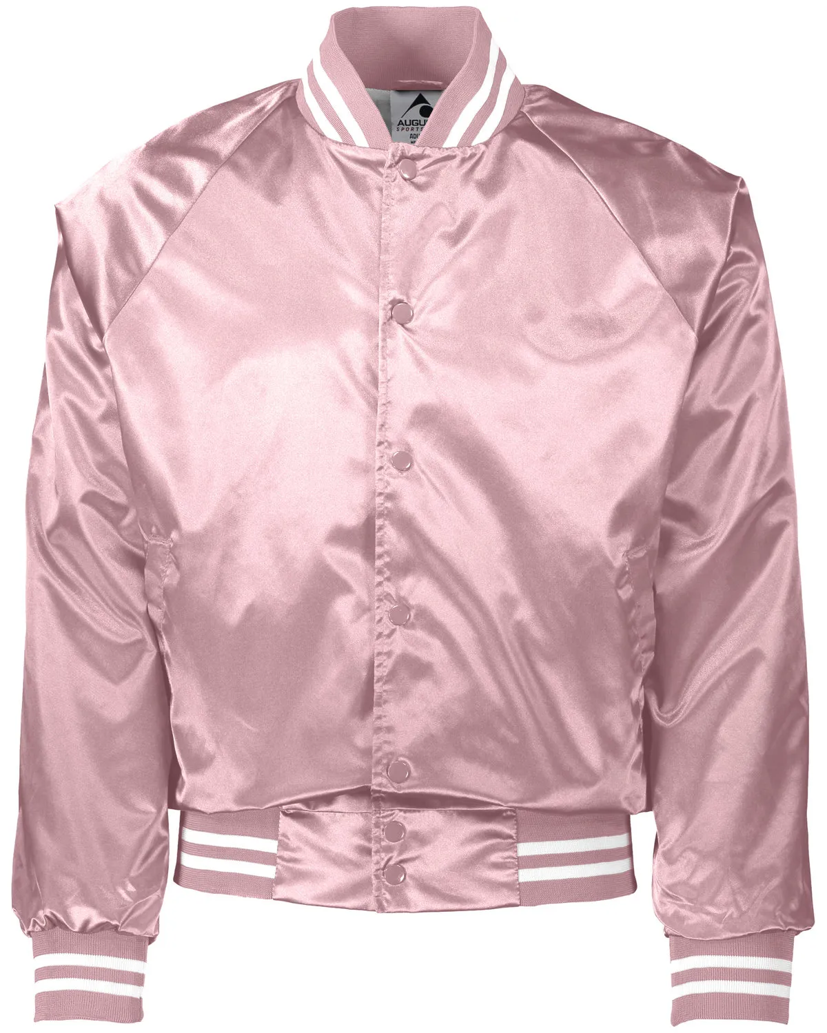 Augusta Sportswear 3610 Satin Baseball Jacket Striped Trim SKU: 3610