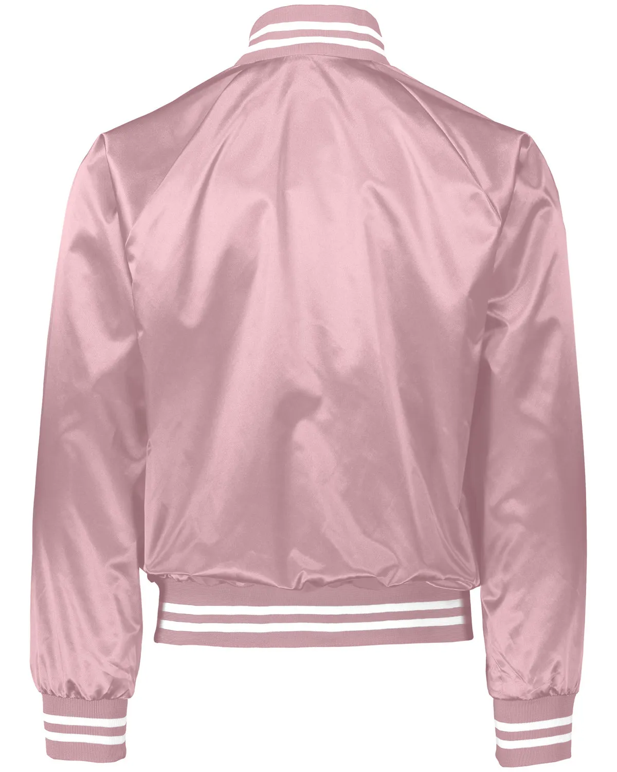 Augusta Sportswear 3610 Satin Baseball Jacket Striped Trim SKU: 3610