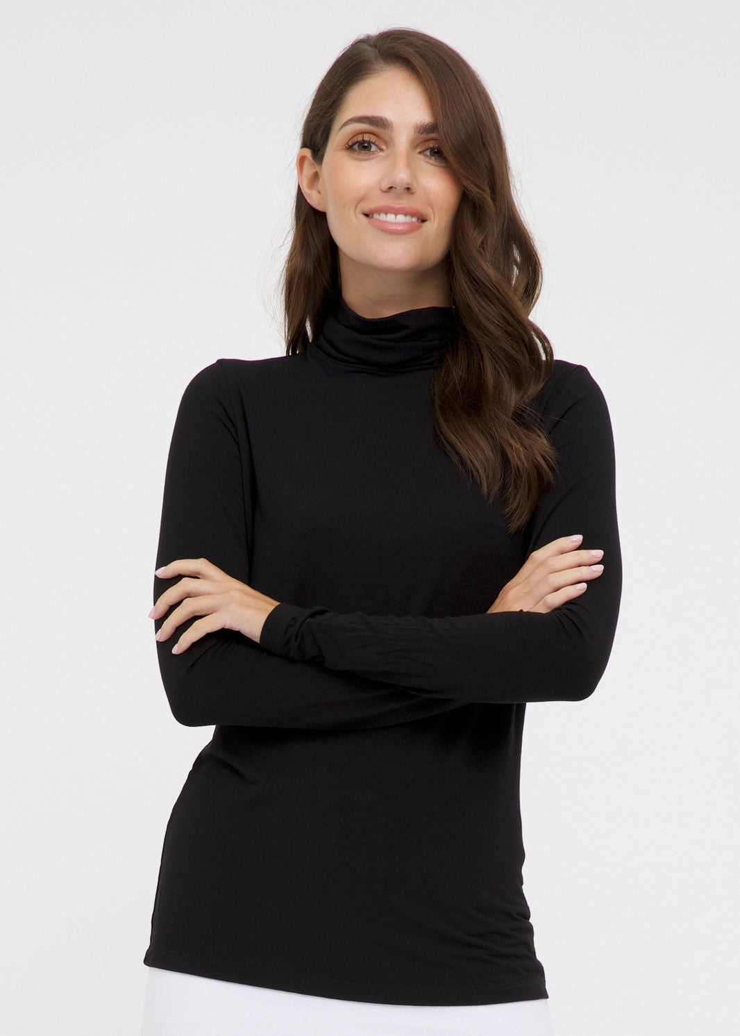 Bamboo Roll Neck Top - Black