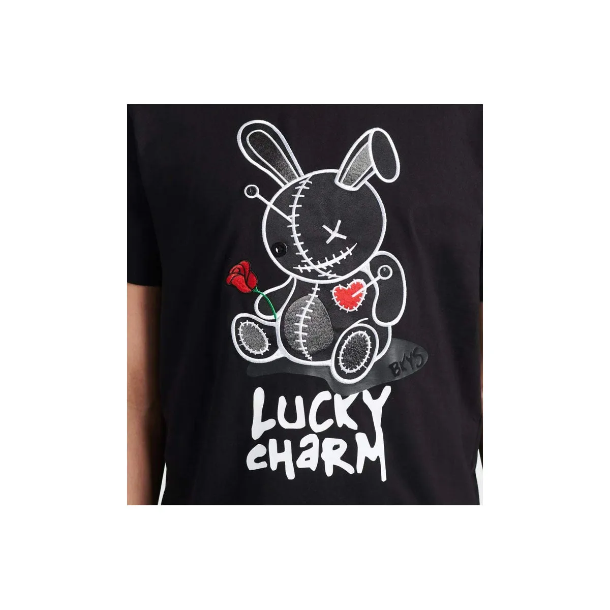 BKYS Men's Lucky Charm Crewneck T-Shirts T934 Bk/White