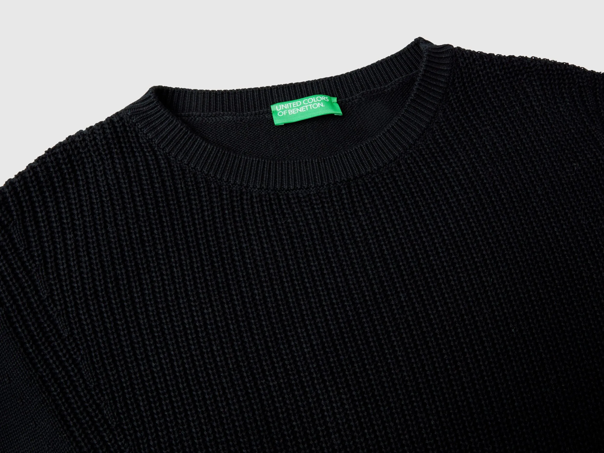 Black cotton sweater - Black | Benetton