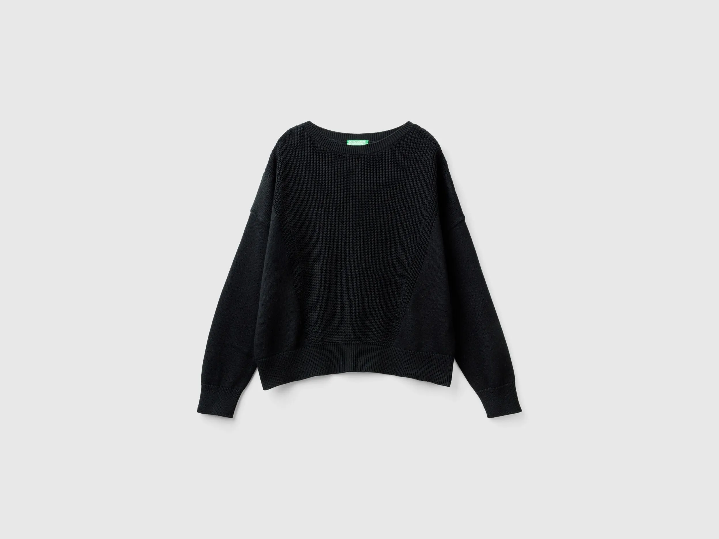 Black cotton sweater - Black | Benetton