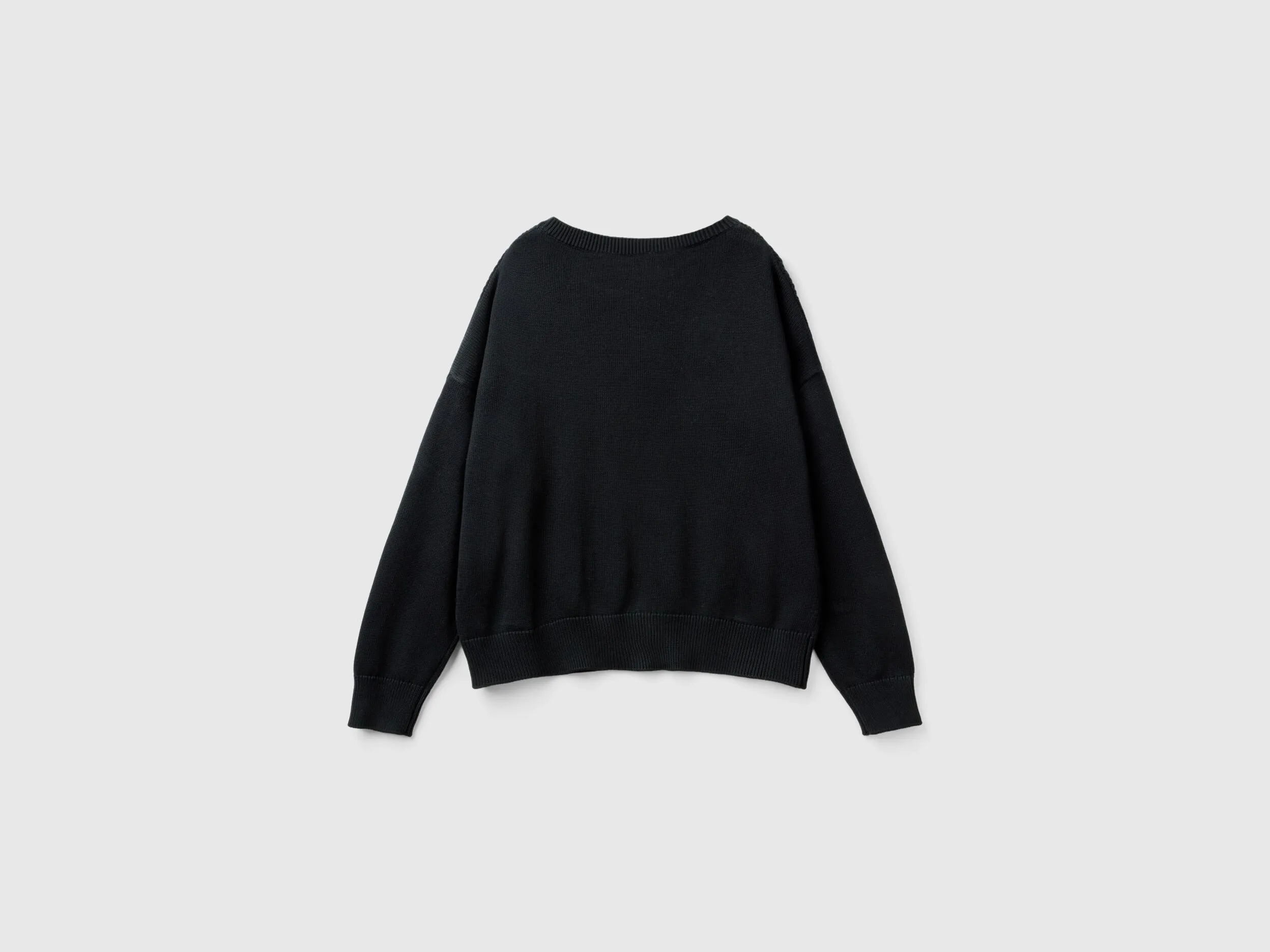 Black cotton sweater - Black | Benetton