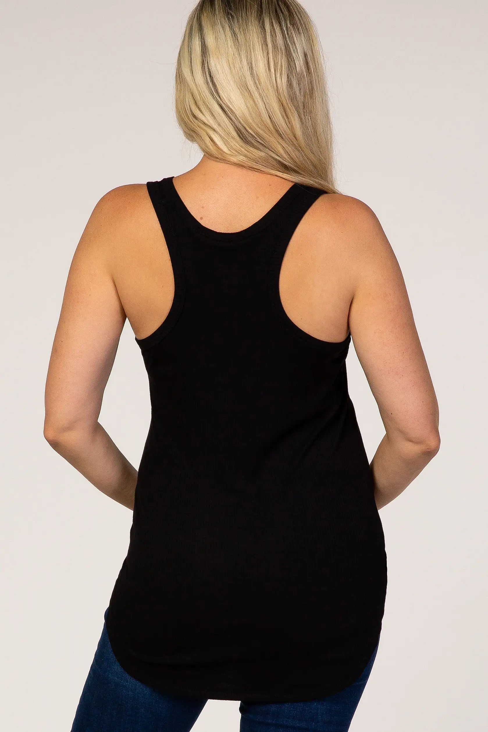 Black Ribbed Maternity Tank