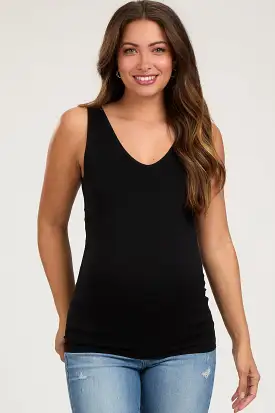 Black Sleeveless Fitted Maternity Tank Top