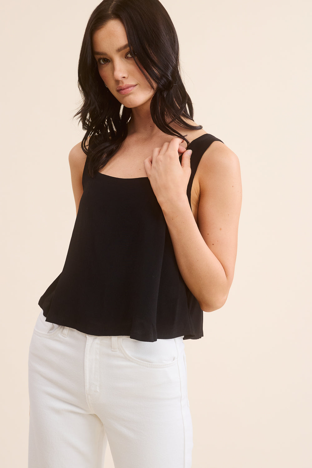 Black Split Back Tank Top