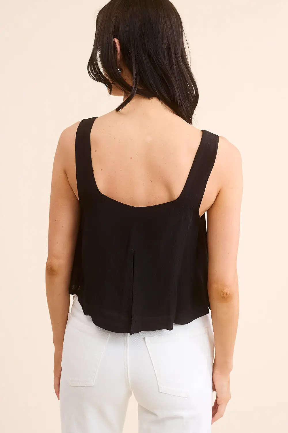 Black Split Back Tank Top