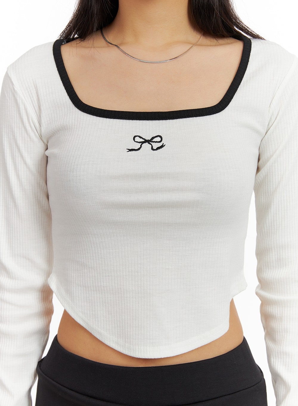 Bowknot Long Sleeve Crop Top CM412