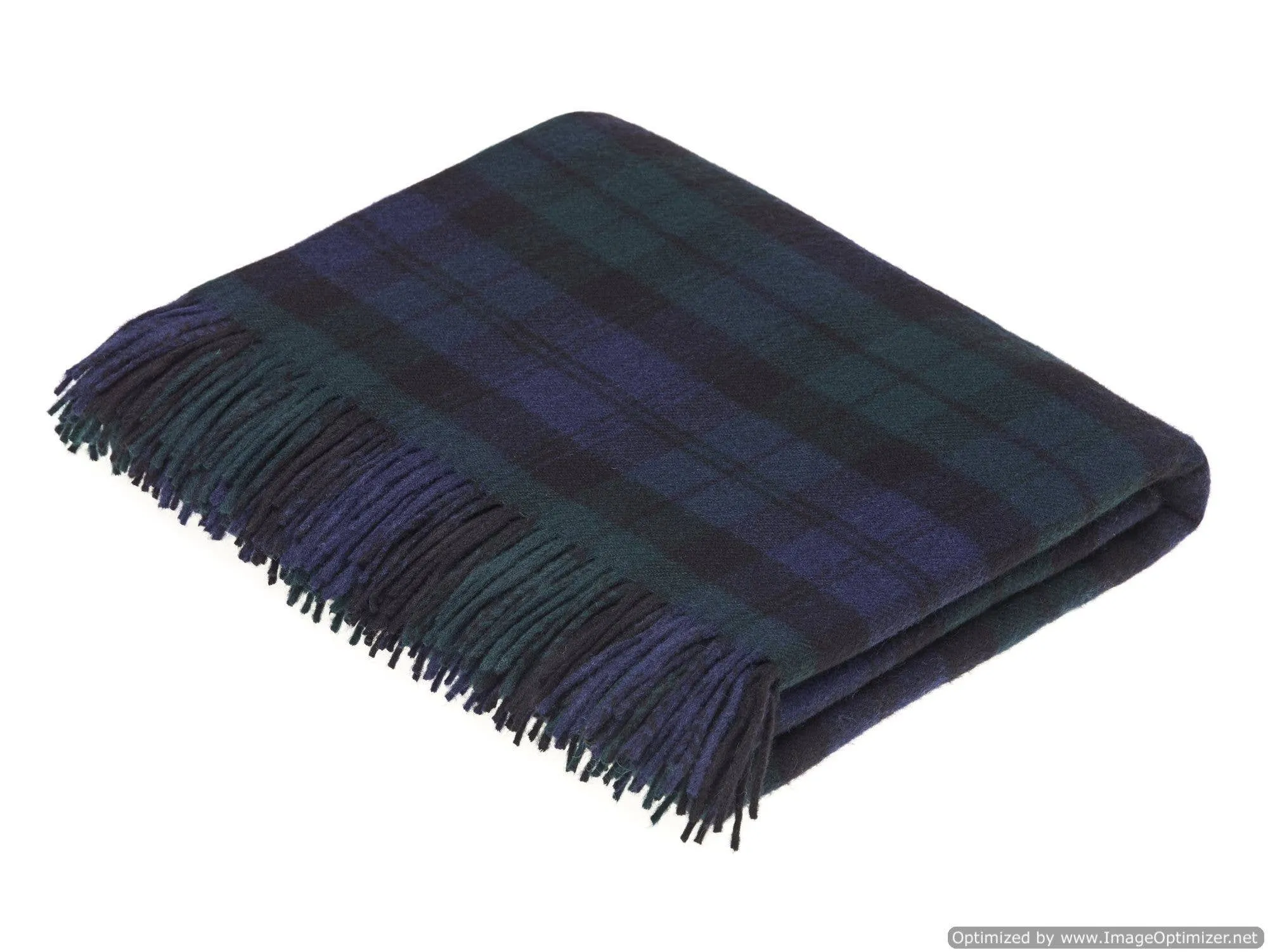 Bronte Moon - Black Watch Tartan - Merino Lambswool Throw - Made in UK