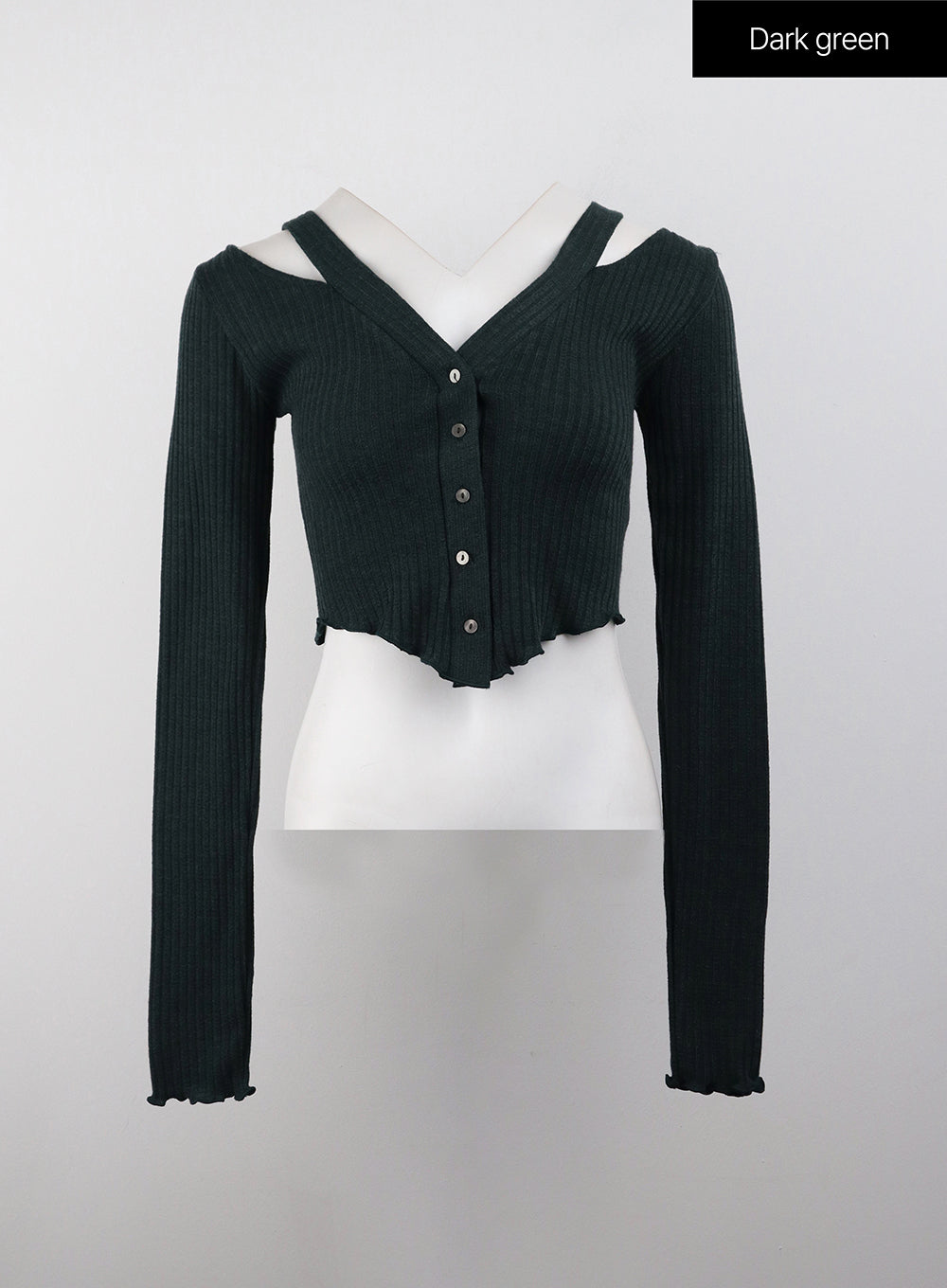 Cut Out Buttoned Long Sleeve Crop Top CJ408