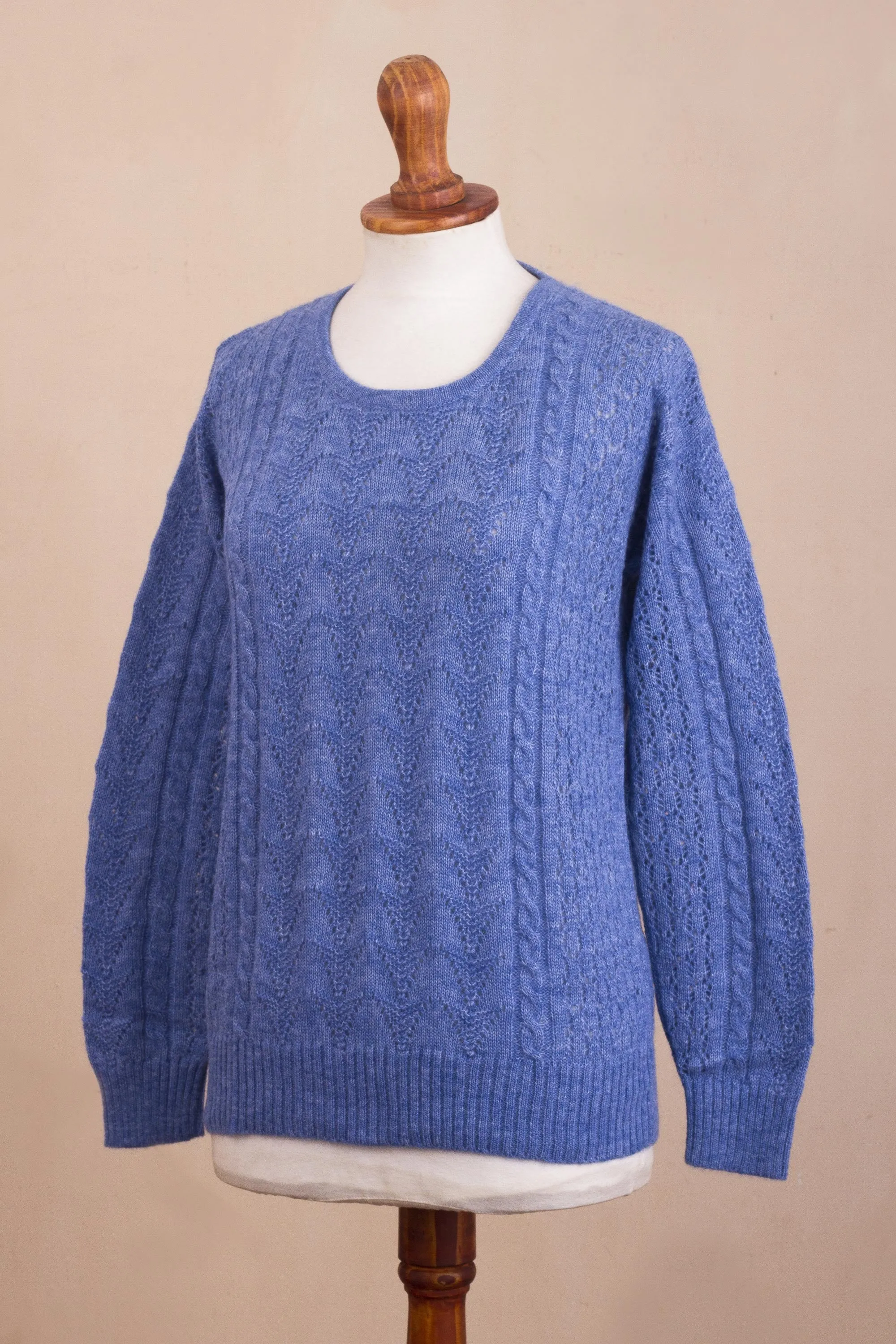 Distinction in Blue Heather Blue Baby Alpaca Blend Sweater