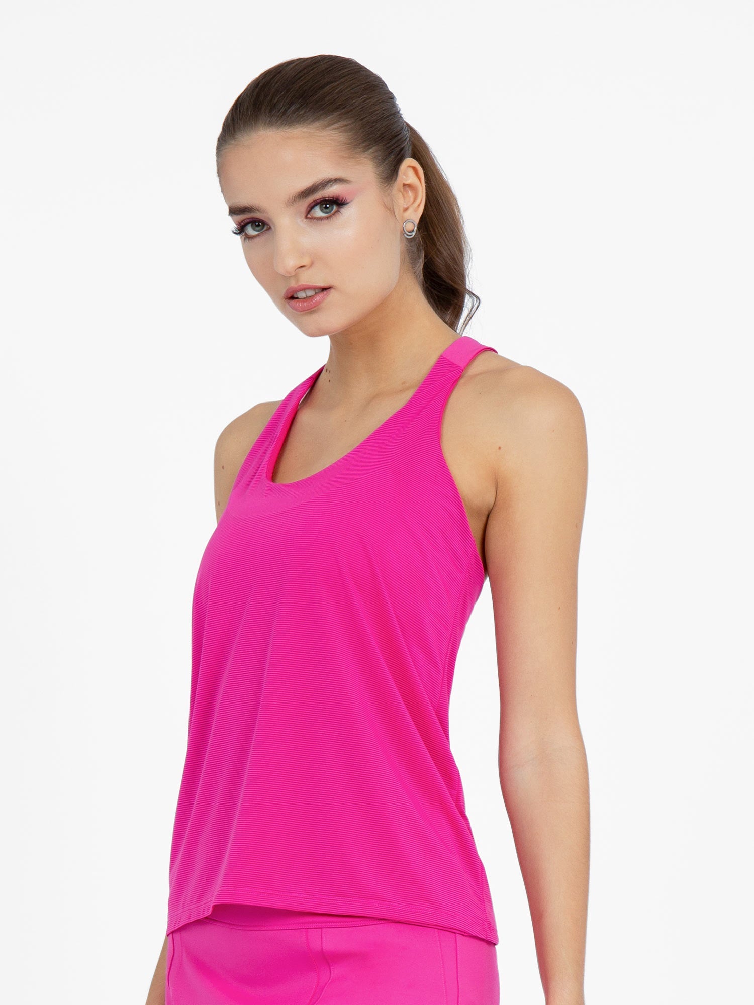 Double-Layered T Racer Back Camila Tank - Raspberry Pink