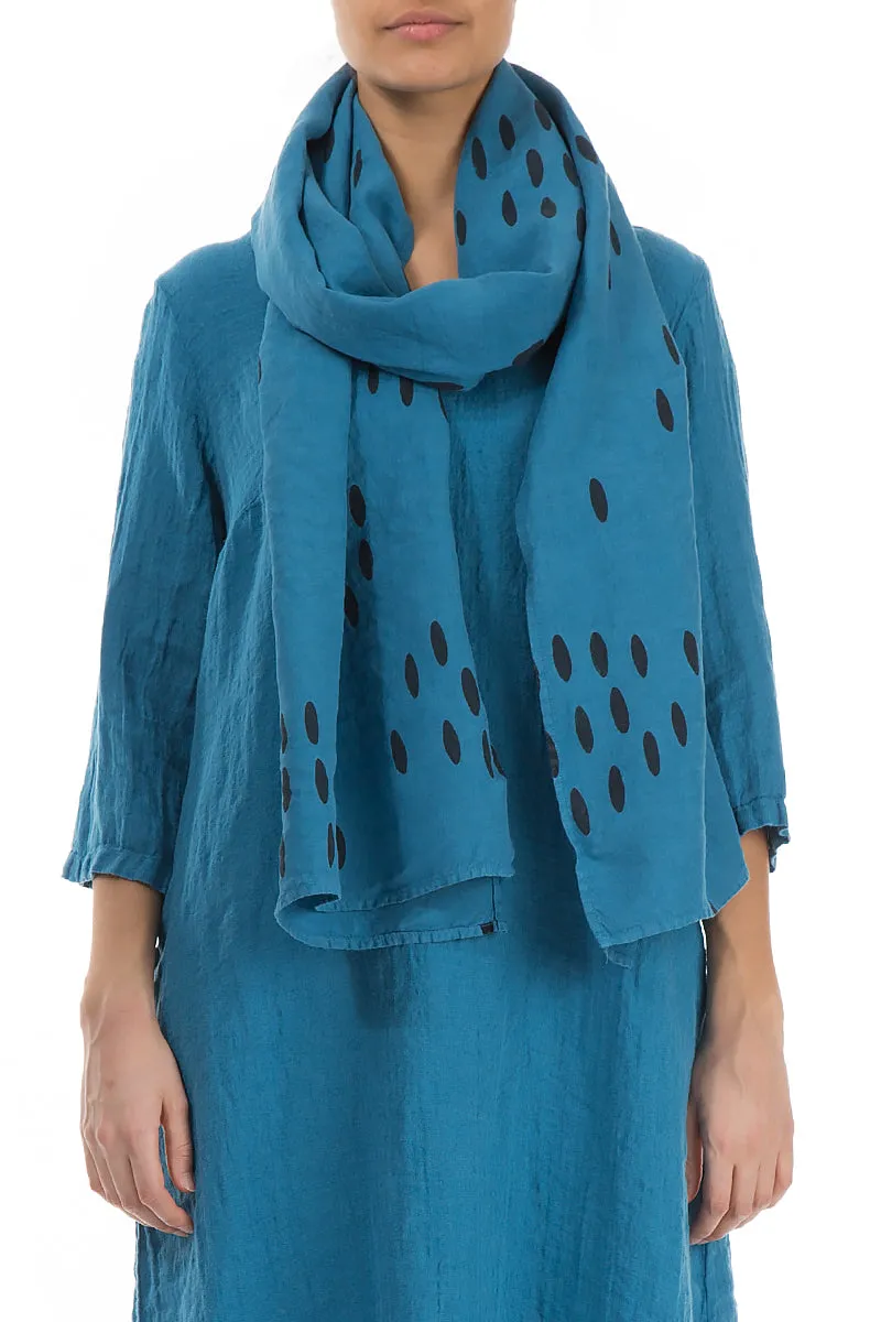 Drops Ocean Blue Linen Scarf