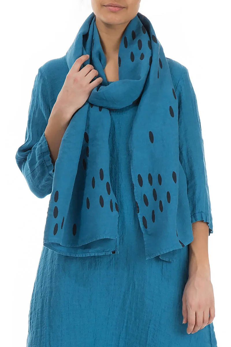 Drops Ocean Blue Linen Scarf