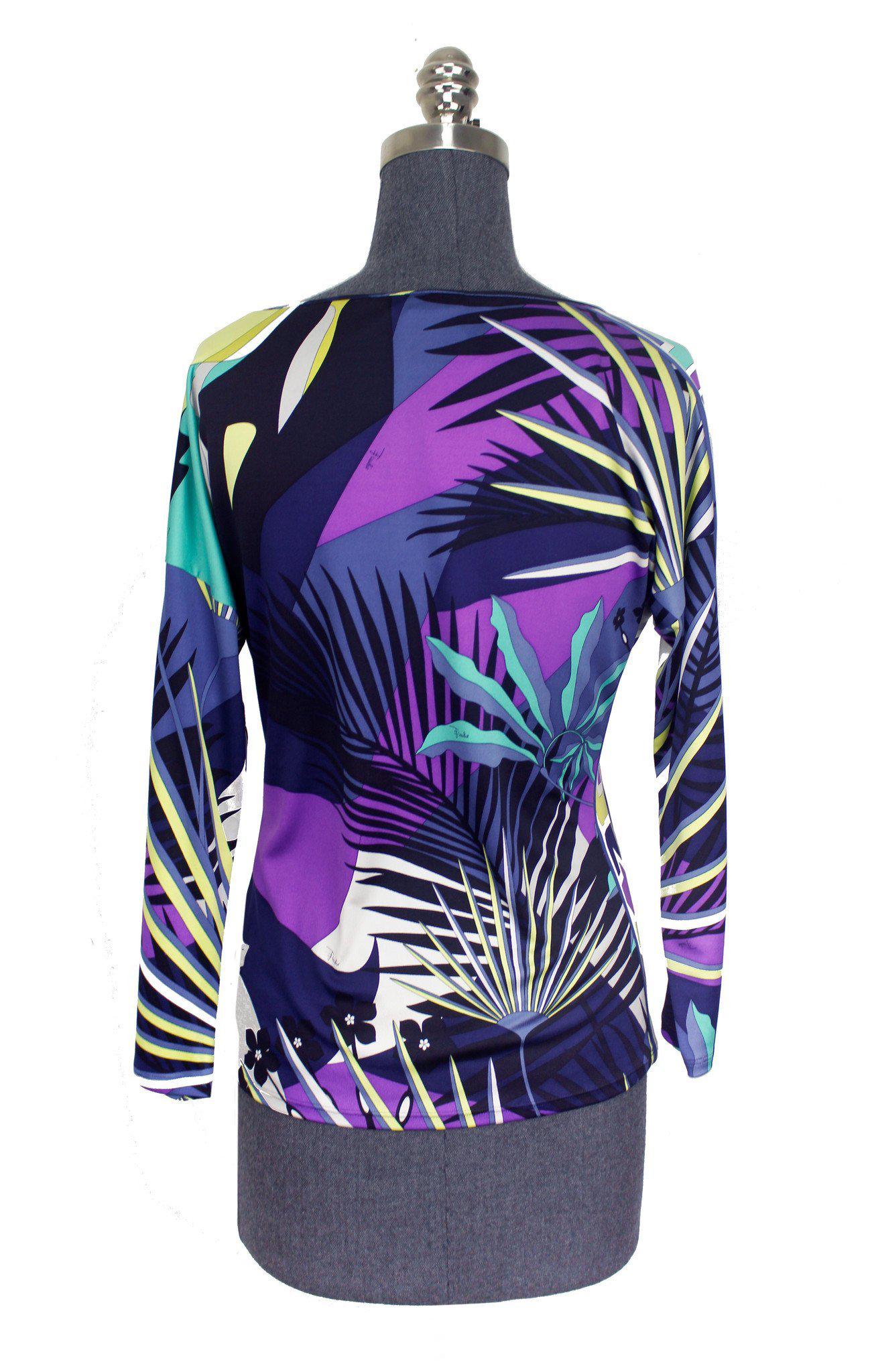 Emilio Pucci Printed Silk Long-Sleeve Top Size M