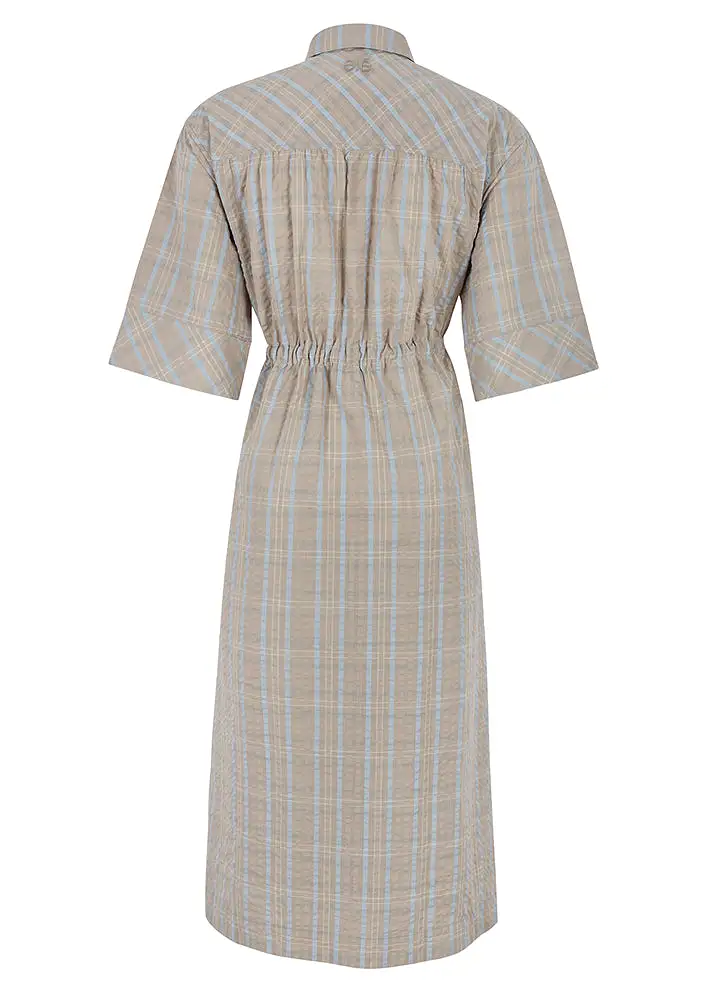 Esmé Studios Mella 3/4 Midi Dress - Kjole - Chateau Gray Checks