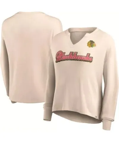 Fanatics NHL Fanatics Chicago Blackhawks Go For It Notch Neck Waffle Knit Long Sleeve T-Shirt