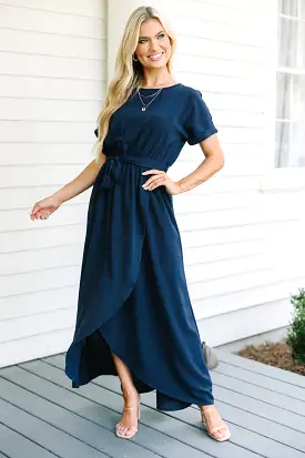 Feeling Stunning Navy Blue Midi Dress