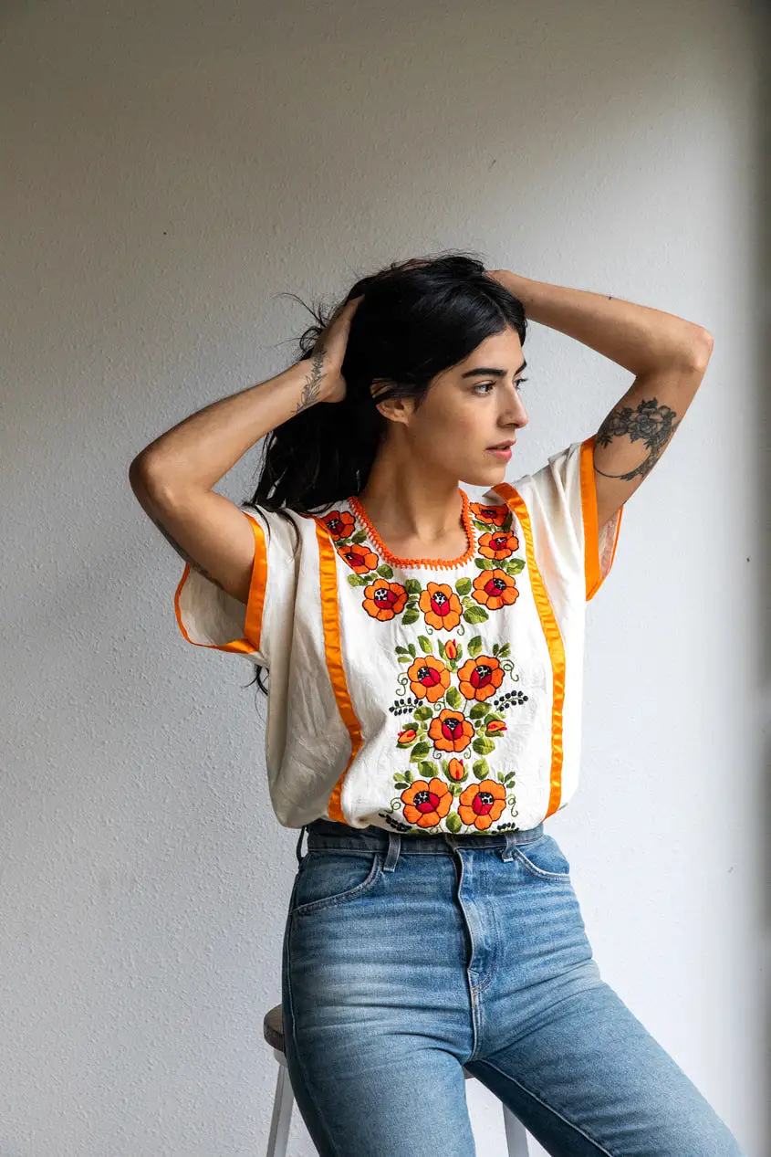 FLOR BOHO BLOUSE / TANGERINE