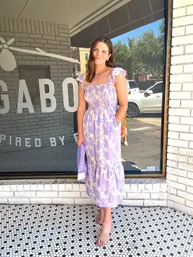 Floral Smocked Maxi Dress - Purple