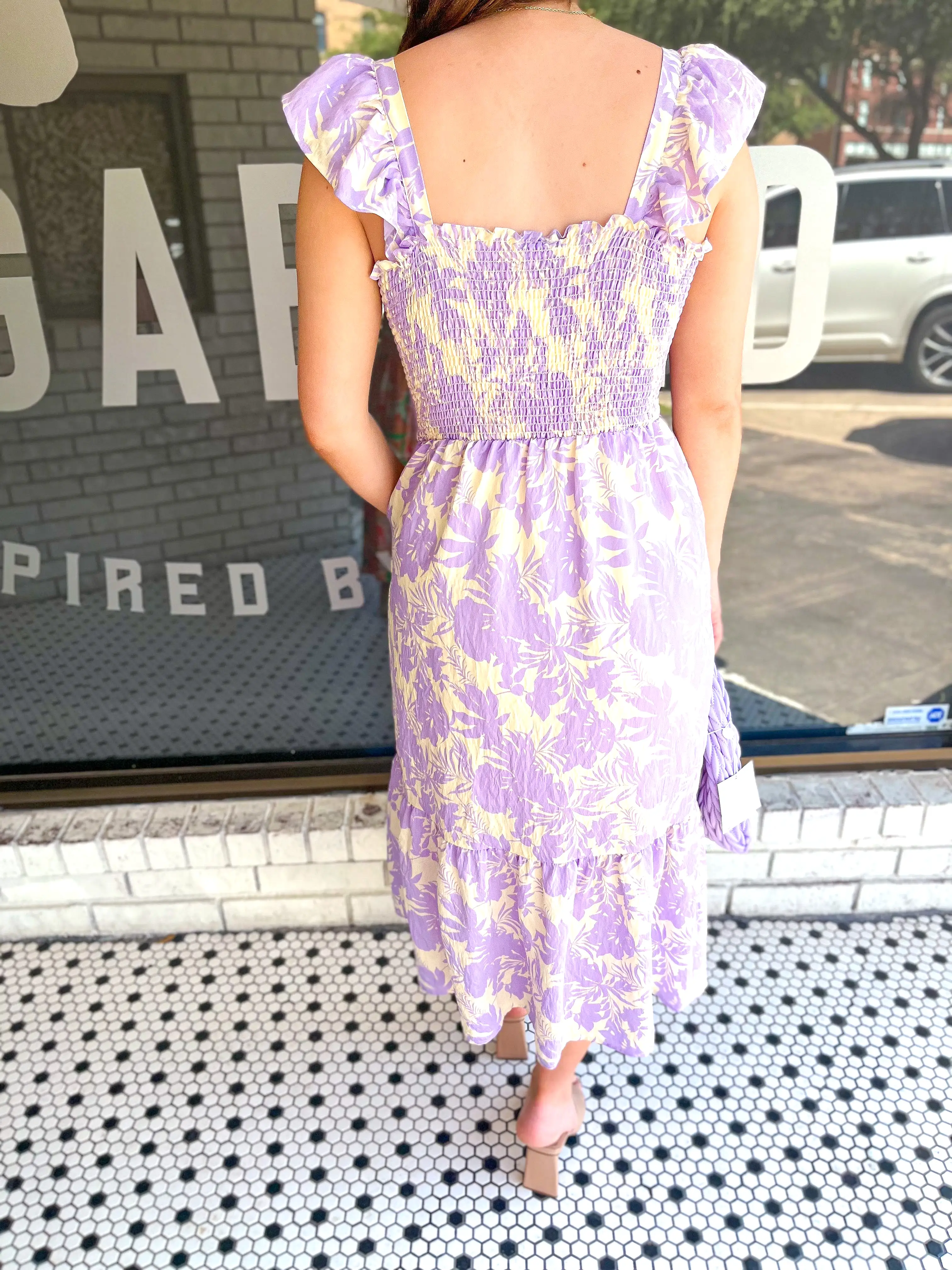 Floral Smocked Maxi Dress - Purple