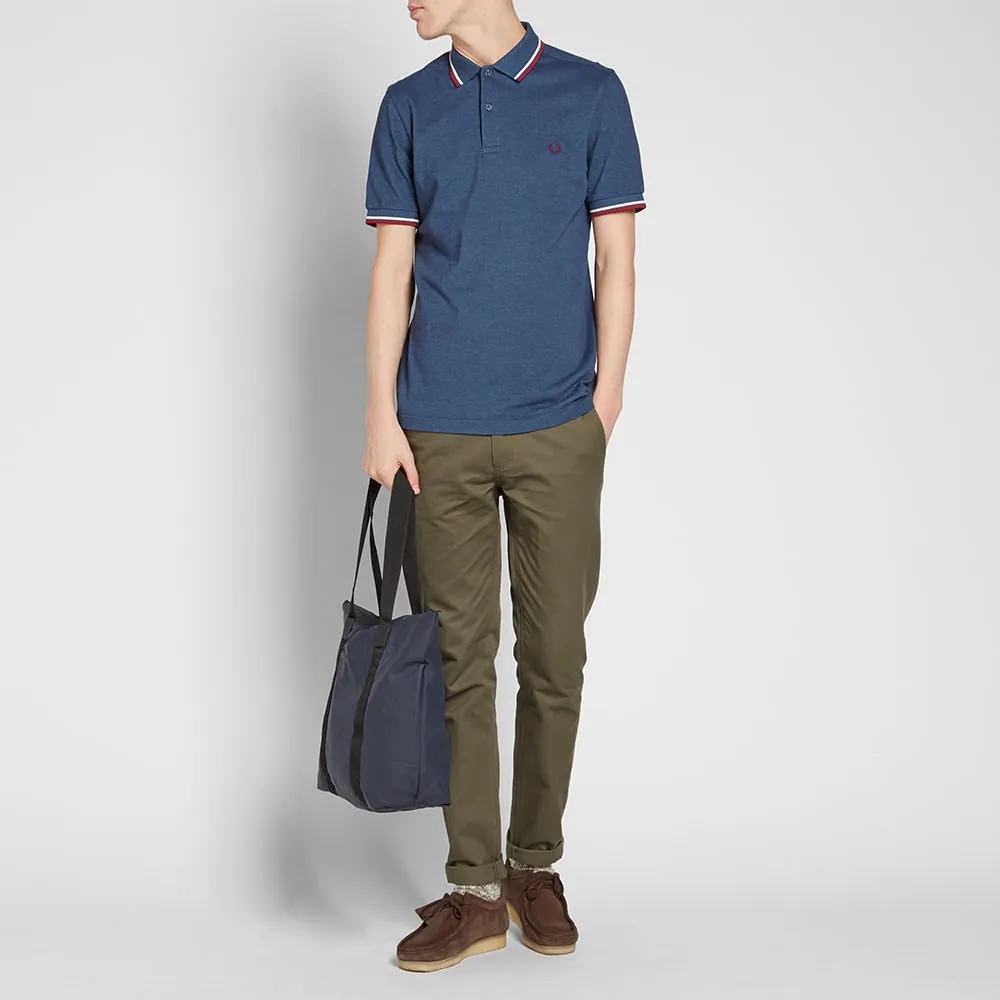 Fred Perry Slim Fit Twin Tipped PoloLake Oxford, White & Maroon