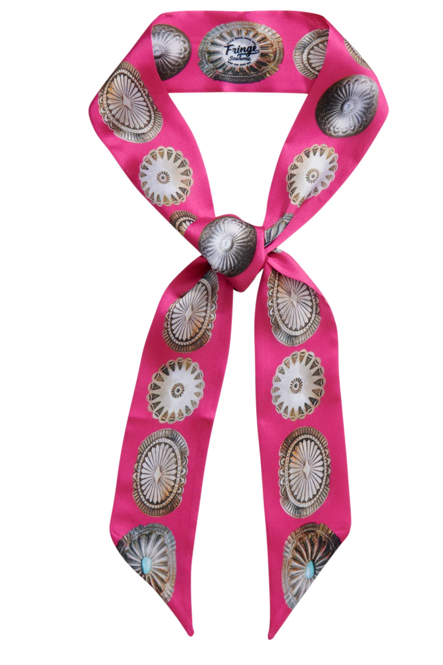 Fringe Scarves Hot Pink & Concho Print Twilly