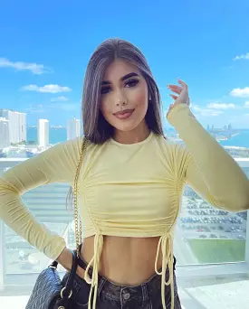 Gigi Flirts Yellow Long Sleeve Crop Top