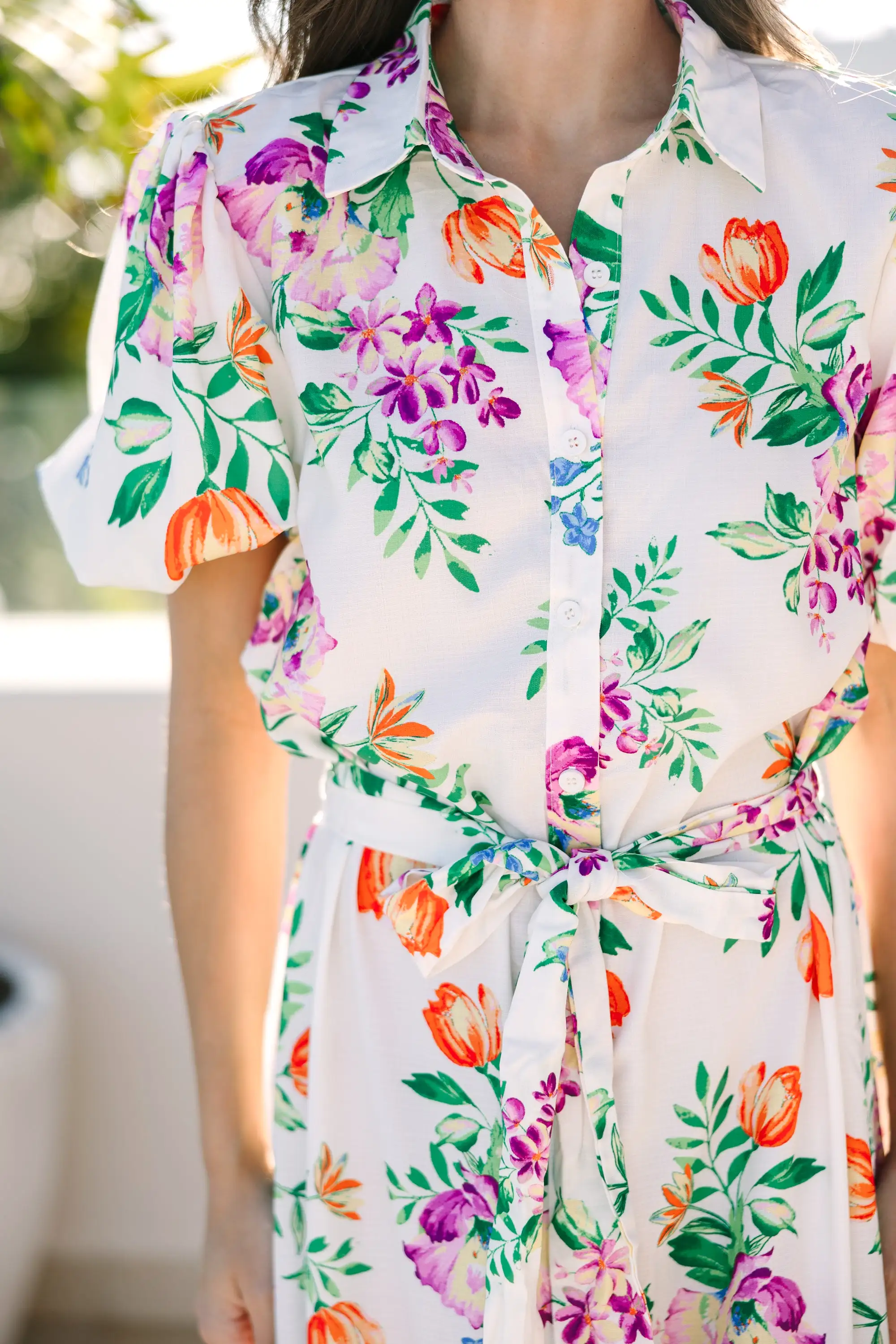 Give You Everything Ivory White Floral Midi Dress