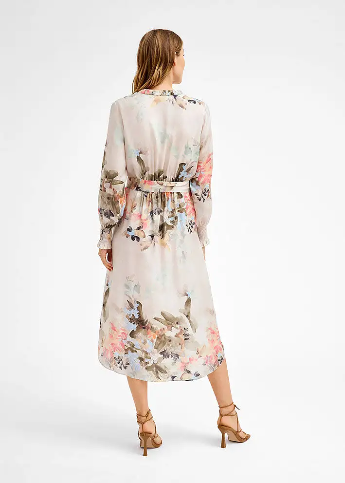 Gustav Nicole midi+ dress 52515 Kjole - Beige w. Watercolour Print