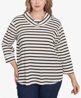 Hearts Of Palm Plus Size Red-y To Shine Stripe Waffle Knit Top