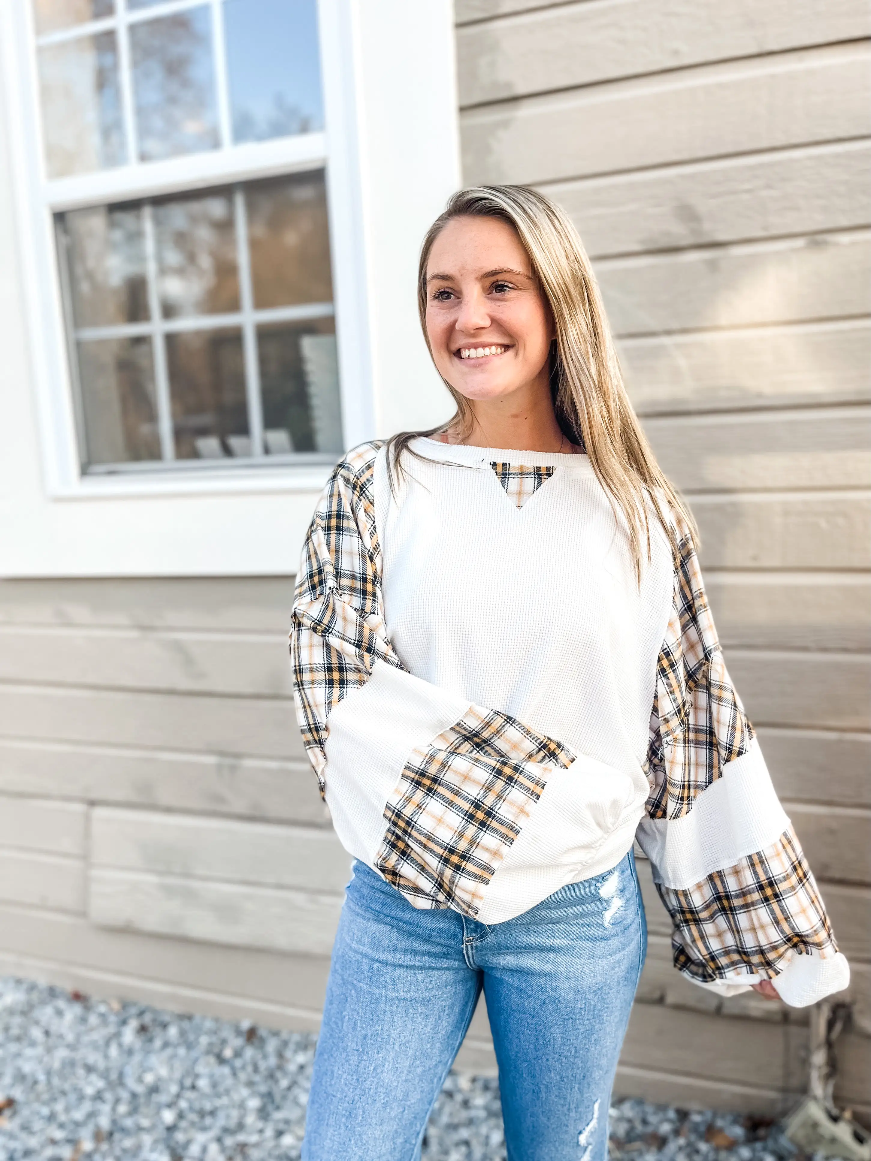 Honey Bee Waffle Knit Top