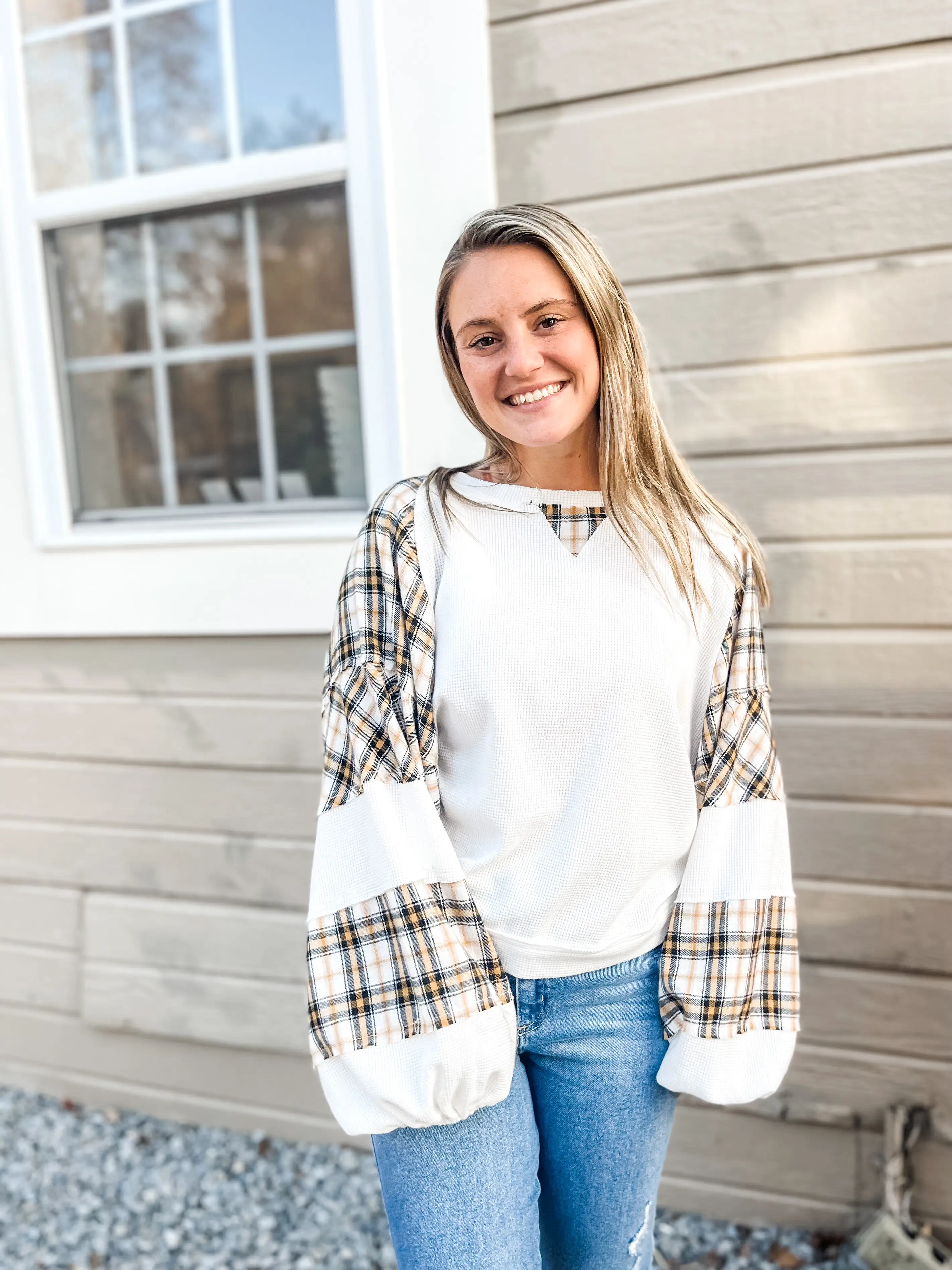 Honey Bee Waffle Knit Top