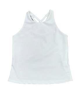 James & Lottie - Cross Back White Athleisure Top