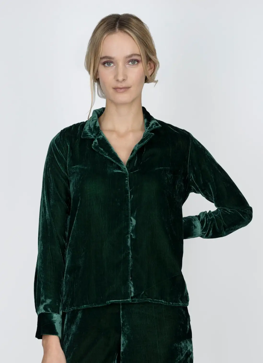 Jodie Emerald Velvet Shirt