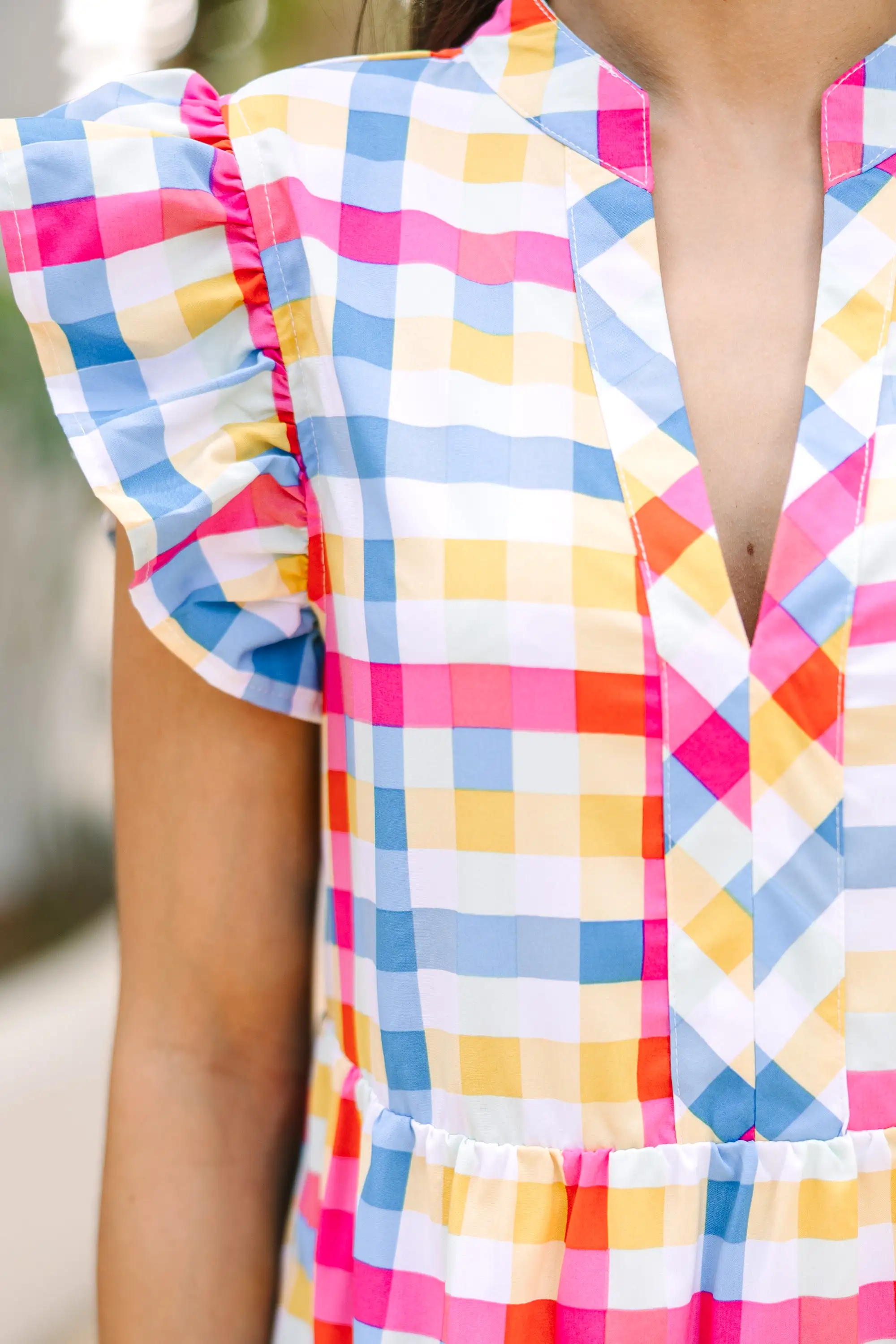 Just A Dream Pink Gingham Midi Dress