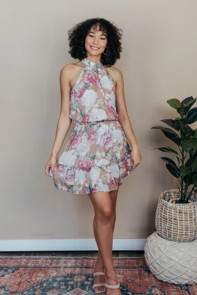 Lovely Floral Halter Dress