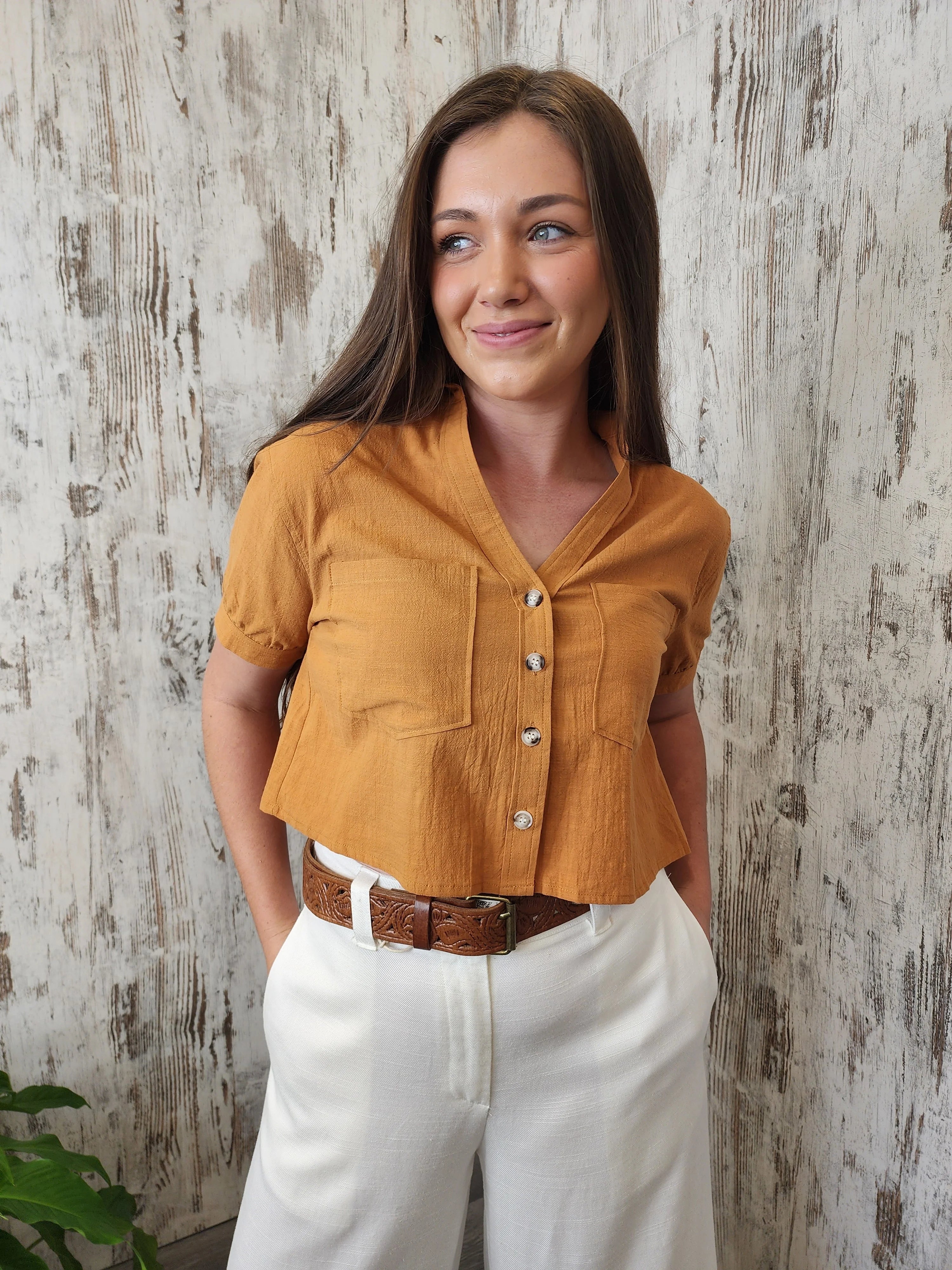 Mason Cotton Top Blouse - Mustard