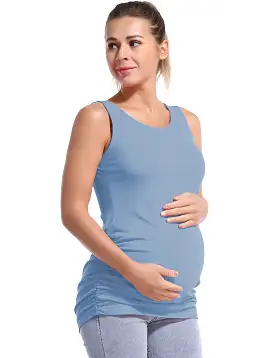 Maternity Side Shirred Tank Top electricblue_yogastudio