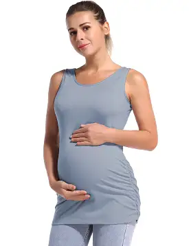 Maternity Side Shirred Tank Top heathergray_yogastudio