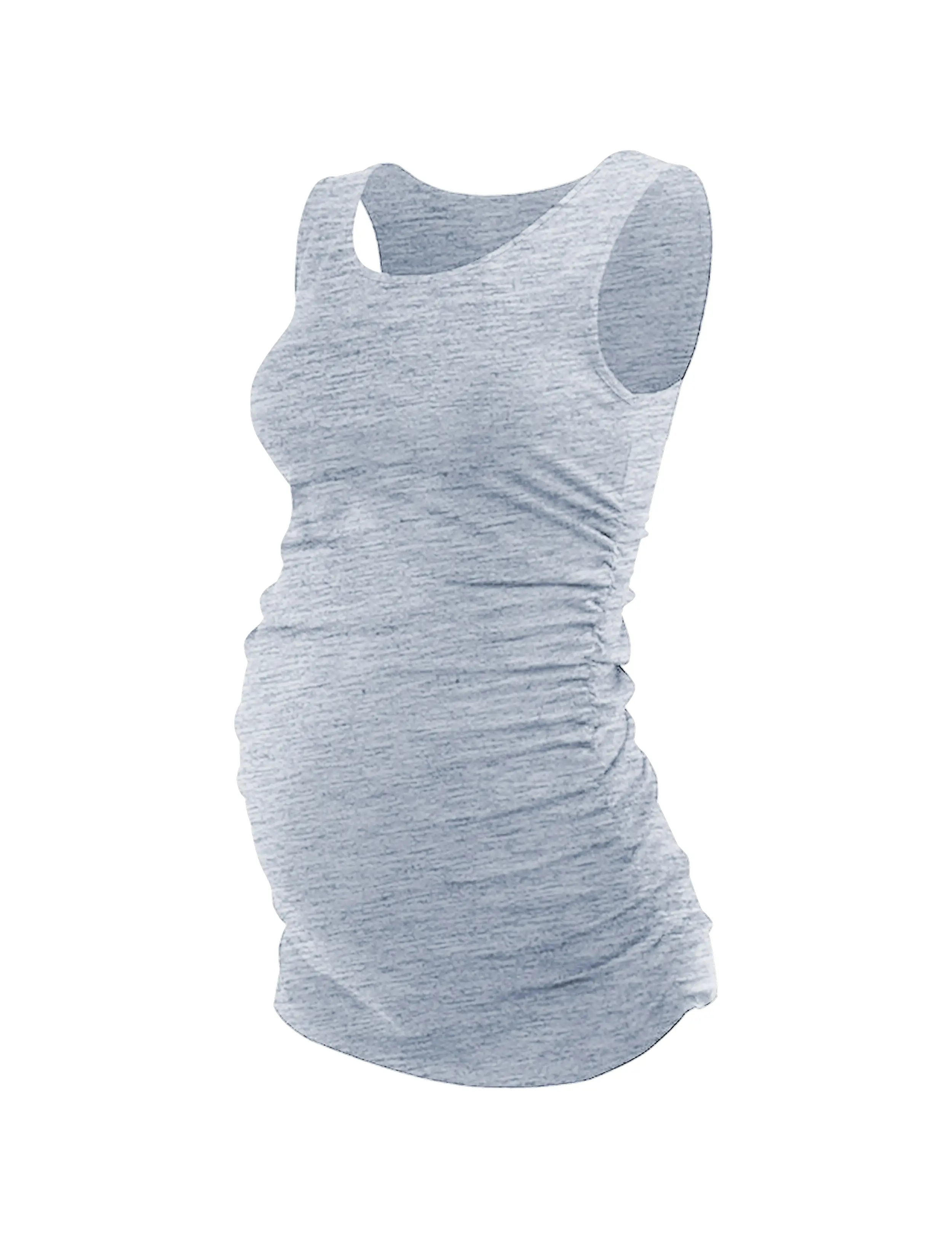 Maternity Side Shirred Tank Top heathergray_yogastudio