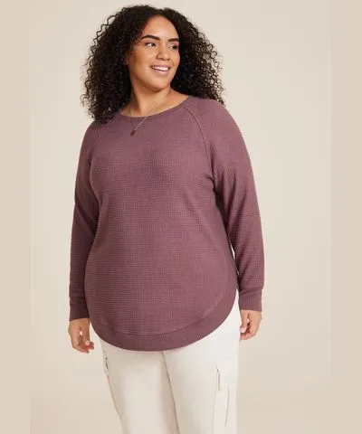 maurices Plus Size Women's Haven Waffle Tunic Top Purple Size 3X