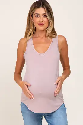 Mauve Black Scoop Neck Maternity Tank Top