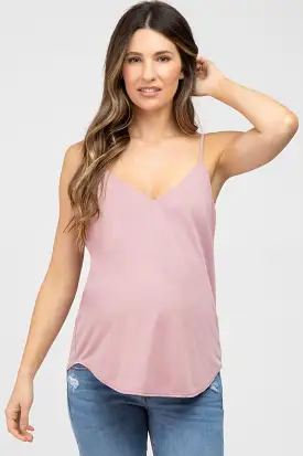 Mauve Curved Hem Maternity Tank Top