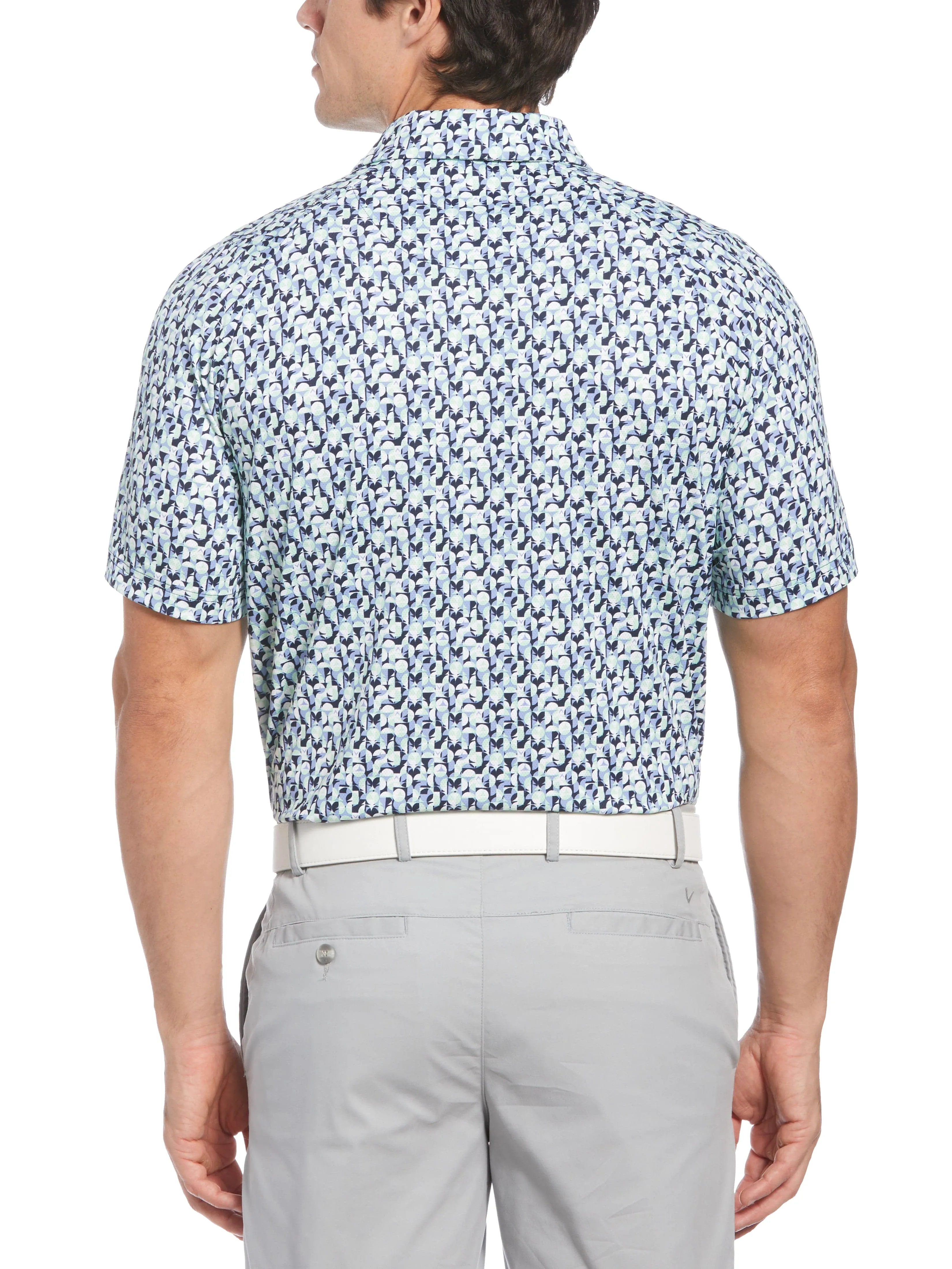 Mens Abstract Golf Ball Print Golf Polo